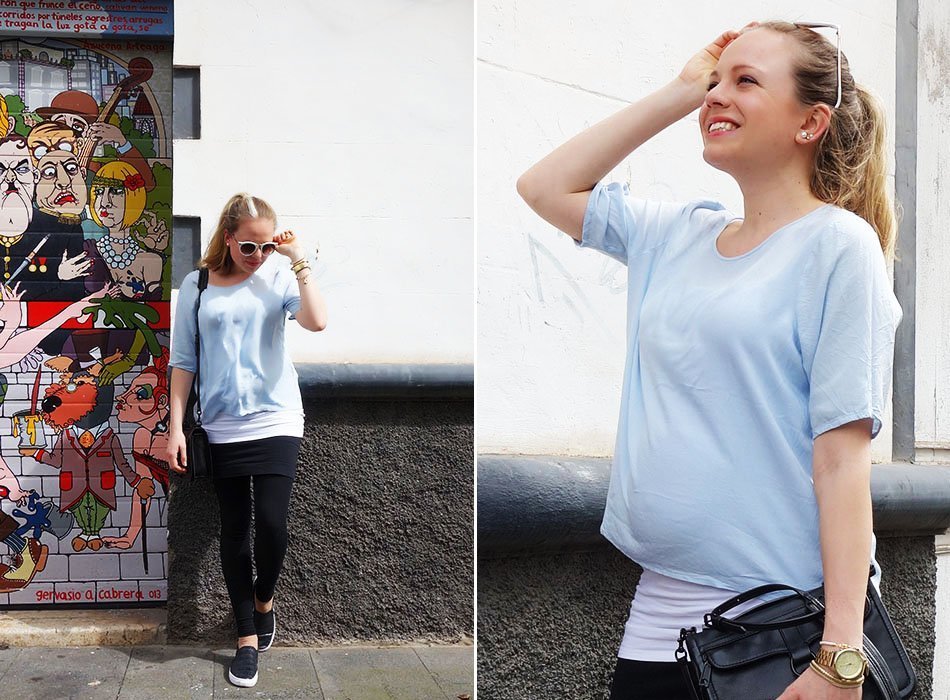 rebecca minkoff schwanger blau weiß leggings 4