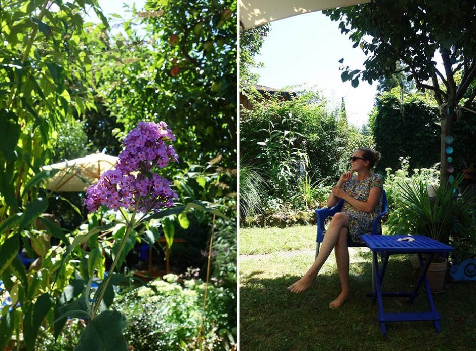 Urlaub im Garten - ein perfekter Sommertag, ekulele, sonnenschirm